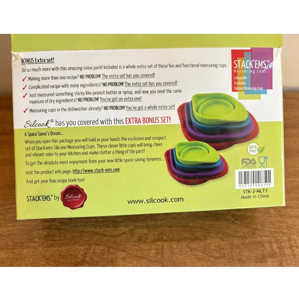 Silcook Stack Ems‎ Collapsible Silicone Measuring Cups 8 Pc Multicolor